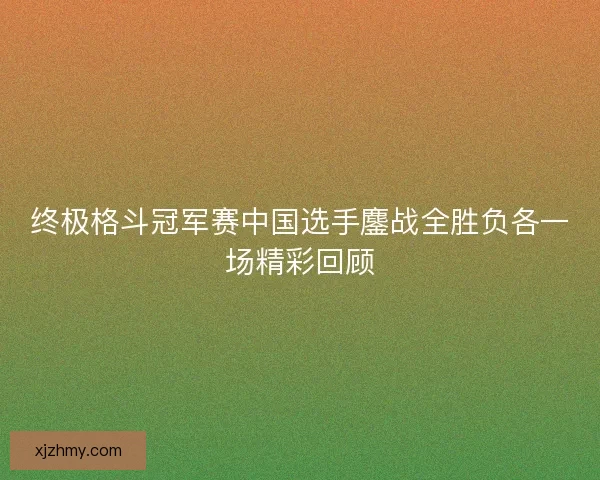 终极格斗冠军赛中国选手鏖战全胜负各一场精彩回顾